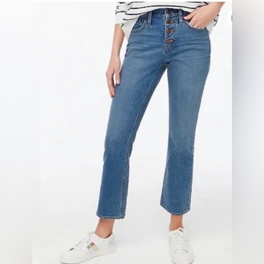 J. Crew Mid-Rise‎ Flare Crop Button fly Jeans